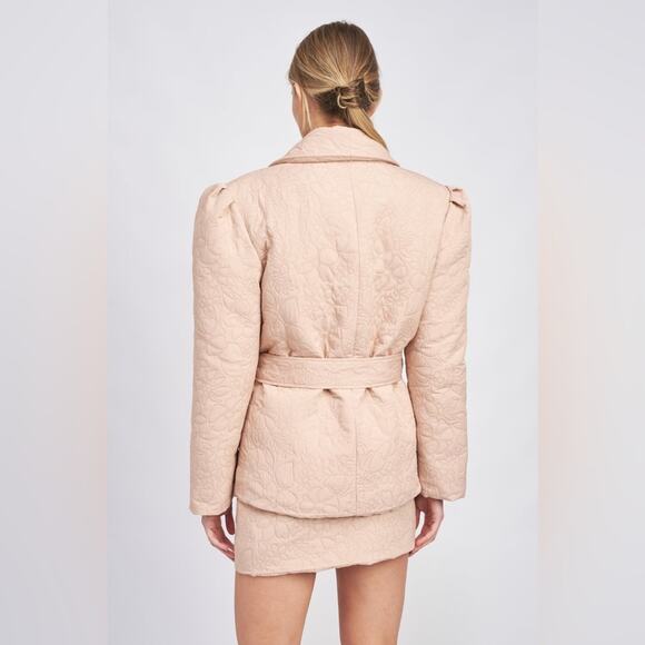 En Saison Peony Journee Jacket Pink Floral Embossed Jacket Coat Tie Waist Size S - Picture 3 of 9